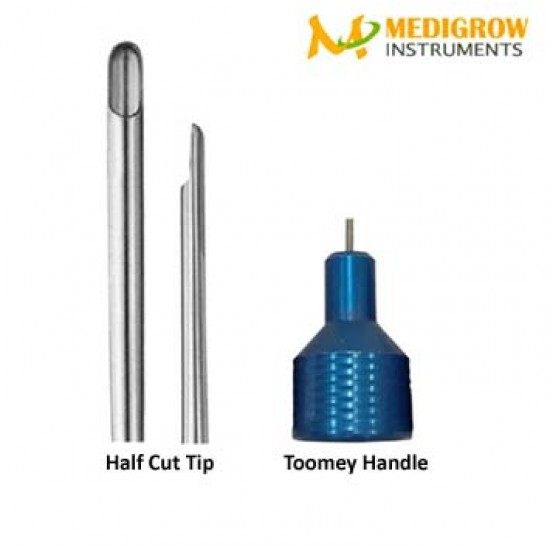 Half Cut Tip Toomey Handle Cannula